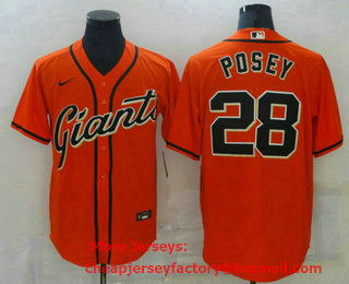 Men's San Francisco Giants #28 Buster Posey Orange Stitched MLB Cool Base Nike Jersey