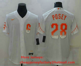 Men's San Francisco Giants #28 Buster Posey White 2021 City Connect Stitched MLB Cool Base Nike Jersey