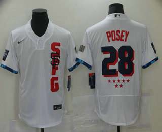 Men's San Francisco Giants #28 Buster Posey White 2021 MLB All Star Stitched Flex Base Nike Jersey