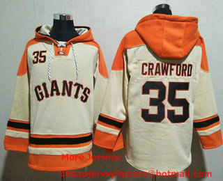 Men's San Francisco Giants #35 Brandon Crawford Cream Ageless Must Have Lace Up Pullover Hoodie