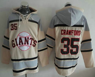 Men's San Francisco Giants #35 Brandon Crawford Cream Sawyer Hooded Sweatshirt MLB Hoodie