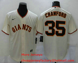 Men's San Francisco Giants #35 Brandon Crawford Cream Stitched MLB Cool Base Nike Jersey