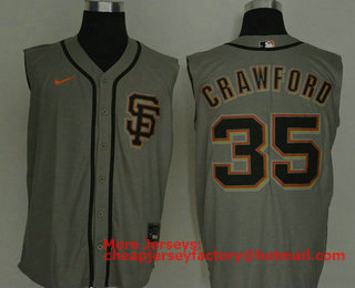 Men's San Francisco Giants #35 Brandon Crawford Gray 2020 Cool and Refreshing Sleeveless Fan Stitched MLB Nike Jersey