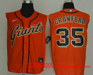 Men's San Francisco Giants #35 Brandon Crawford Orange 2020 Cool and Refreshing Sleeveless Fan Stitched MLB Nike Jersey