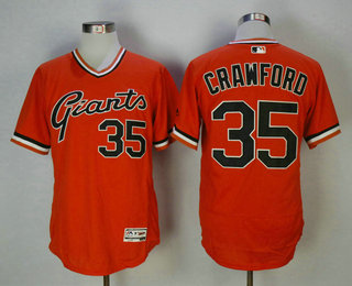 Men's San Francisco Giants #35 Brandon Crawford Orange Pullover Stitched MLB Flex Base Jersey