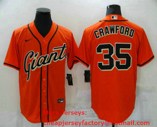 Men's San Francisco Giants #35 Brandon Crawford Orange Stitched MLB Cool Base Nike Jersey