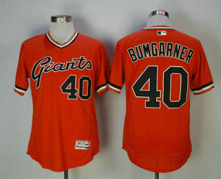 Men's San Francisco Giants #40 Madison Bumgarner Orange Pullover Stitched MLB Flex Base Jersey
