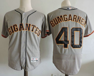 Men's San Francisco Giants #40 Madison Bumgarner Gray Gigantes Stitched MLB Flex Base Jersey
