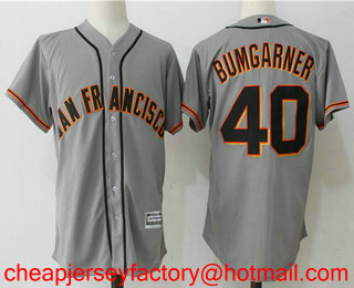 Men's San Francisco Giants #40 Madison Bumgarner Gray Road Stitched MLB Cool Base Jersey