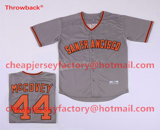 Men's San Francisco Giants #44 Willie McCovey 1973 Gray Mitchell & Ness Throwback Jersey