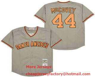 Men's San Francisco Giants #44 Willie McCovey Gray 1973 Throwback Jersey