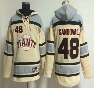 Men's San Francisco Giants #48 Pablo Sandoval Cream Hoody