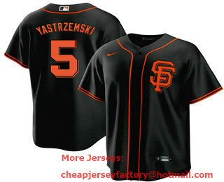 Men's San Francisco Giants #5 Mike Yastrzemski Black With SF Stitched MLB Cool Base Nike Jersey