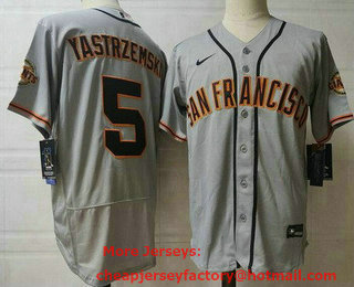 Men's San Francisco Giants #5 Mike Yastrzemski Grey Stitched MLB Flex Base Nike Jersey