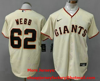 Men's San Francisco Giants #62 Logan Webb Cream Stitched MLB Cool Base Nike Jersey