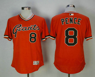 Men's San Francisco Giants #8 Hunter Pence Orange Pullover Stitched MLB Flex Base Jersey