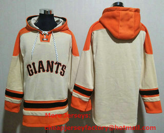 Men's San Francisco Giants Blank Cream Ageless Must Have Lace Up Pullover Hoodie