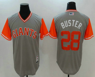 Men's San Francisco Giants Buster Posey #28 Buster Gray 2017 Little League World Series Players Weekend Stitched Nickname Jersey