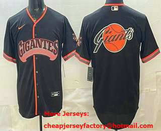 Men's San Francisco Giants Team Big Logo Black 2026 Alternate Stadium Stitched Baseball Jersey 1
