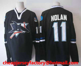Men's San Jose Sharks #11 Owen Nolan Black CCM Vintage Stitched NHL Hockey Throwback Jersey