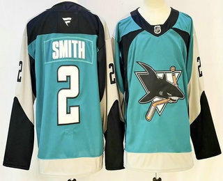 Men's San Jose Sharks #2 Will Smith Teal Alternate Authentic Jersey