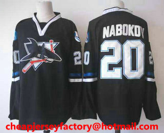 Men's San Jose Sharks #20 Evgeni Nabokov Black CCM Vintage Stitched NHL Hockey Throwback Jersey