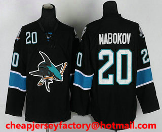 Men's San Jose Sharks #20 Evgeni Nabokov Black Third Hockey Jersey