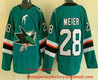 Men's San Jose Sharks #28 Timo Meier Green Stitched NHL Jersey