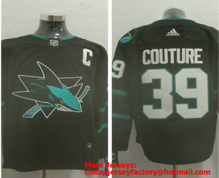 Men's San Jose Sharks #39 Logan Couture Black Adidas Stitched NHL Jersey
