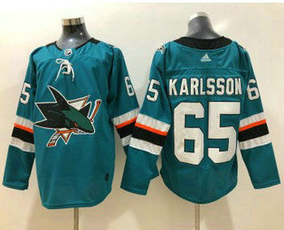 Men's San Jose Sharks #65 Erik Karlsson Teal Green 2017-2018 Hockey Stitched NHL Jersey