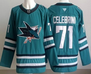Men's San Jose Sharks #71 Macklin Celebrini Teal Authentic Jersey