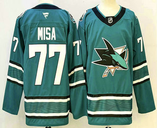 Men's San Jose Sharks #77 Michael Misa Teal Authentic Jersey