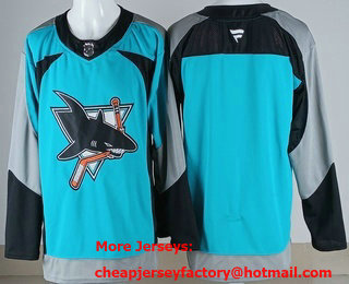 Men's San Jose Sharks Blank Teal Alternate Authentic Jersey