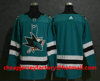 Men's San Jose Sharks Blank Teal Green Drift Fashion Adidas Stitched NHL Jersey