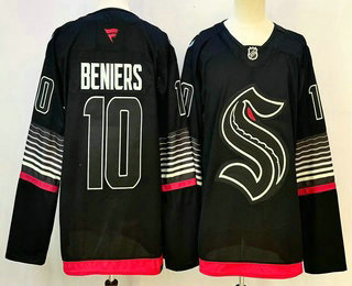 Men's Seattle Kraken #10 Matthew Beniers Black Authentic Jersey