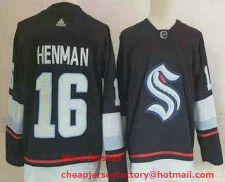 Men's Seattle Kraken #16 Luke Henman Navy Blue Adidas Stitched NHL Jersey