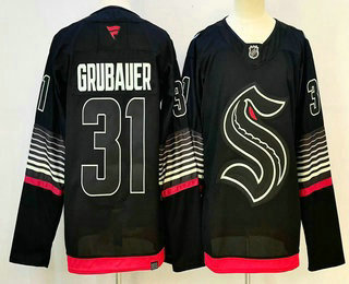 Men's Seattle Kraken #31 Philipp Grubauer Black Authentic Jersey