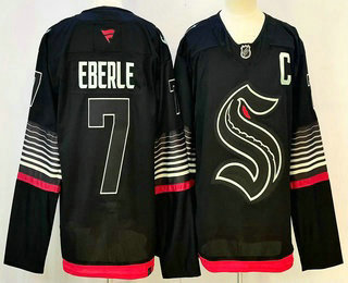 Men's Seattle Kraken #7 Jordan Eberle Black Authentic Jersey