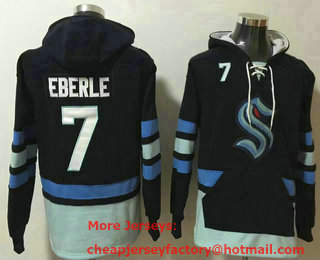 Men's Seattle Kraken #7 Jordan Eberle NEW Navy Blue Pocket Stitched NHL Pullover Hoodie