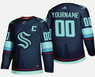 Men's Seattle Kraken Custom Adidas 2021-22 Navy Home Authentic Stitched NHL Jersey