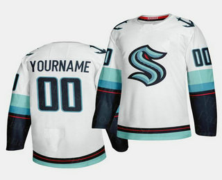 Men's Seattle Kraken Custom White Stitched Adidas NHL Jersey