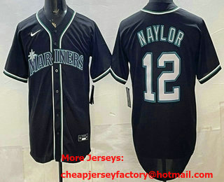 Men's Seattle Mariners #12 Josh Naylor 2026 Black Fashion Cool Base Jersey
