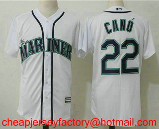 Men's Seattle Mariners #22 Robinson Cano White Home Stitched MLB Cool Base Jersey