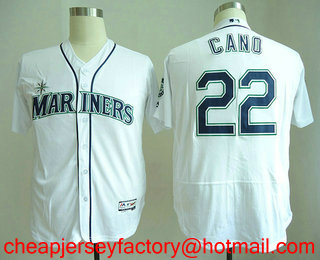 Men's Seattle Mariners #22 Robinson Cano White Home Stitched MLB Flex Base Jersey