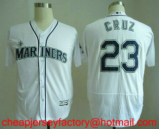 Men's Seattle Mariners #23 Nelson Cruz White Home Stitched MLB Flex Base Jersey
