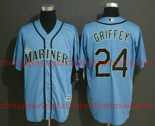 Men's Seattle Mariners #24 Ken Griffey Jr. Blue Stitched MLB Cool Base Jersey