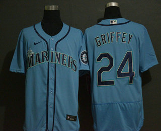 Men's Seattle Mariners #24 Ken Griffey Jr. Blue Stitched MLB Flex Base Nike Jersey