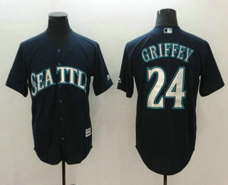 Men's Seattle Mariners #24 Ken Griffey Jr. Navy Blue Stitched MLB Cool Base Jersey