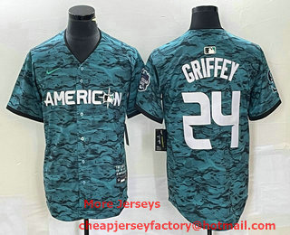 Men's Seattle Mariners #24 Ken Griffey Teal 2023 All Star Cool Base Stitched Jersey 01