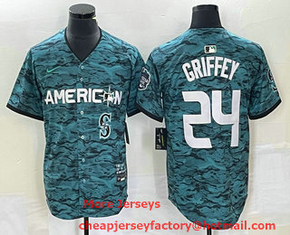 Men's Seattle Mariners #24 Ken Griffey Teal 2023 All Star Cool Base Stitched Jersey 02